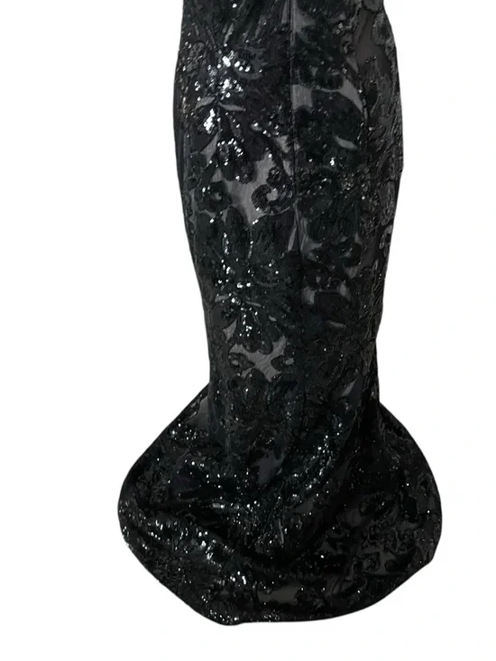 Calvin Klein Black Sequined Floral Maxi Dress Size 4 - Picture 11 of 12